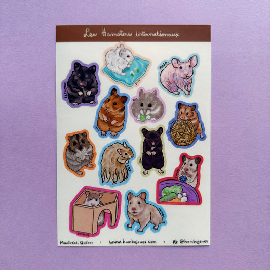 Les hamsters internationaux - Feuille d'autocollants